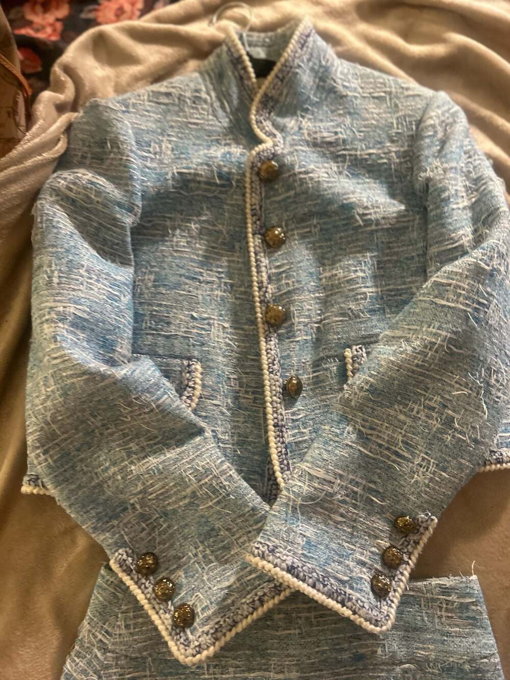 Chanel Blue Tweed Blazer and Skirt Set Size 40 - Picture 8 of 14